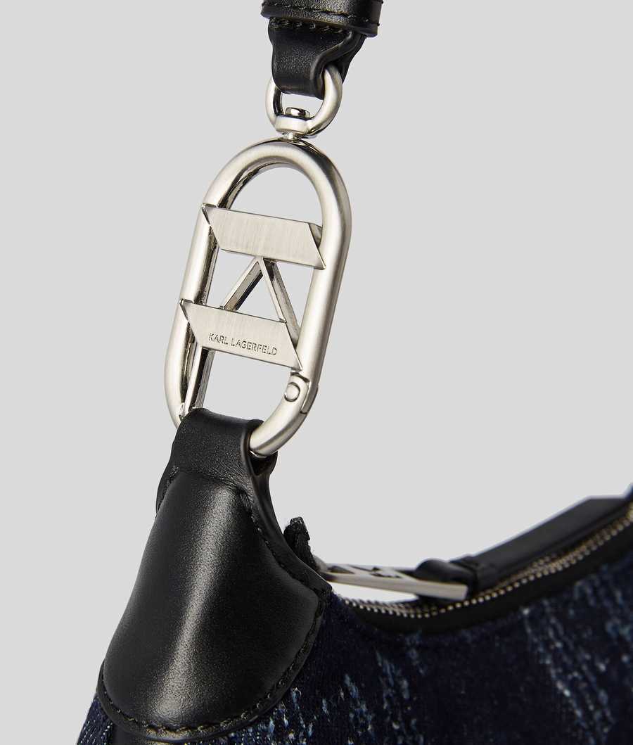 Karl Lagerfeld Monogram Leather Shoulder Strap - Black
